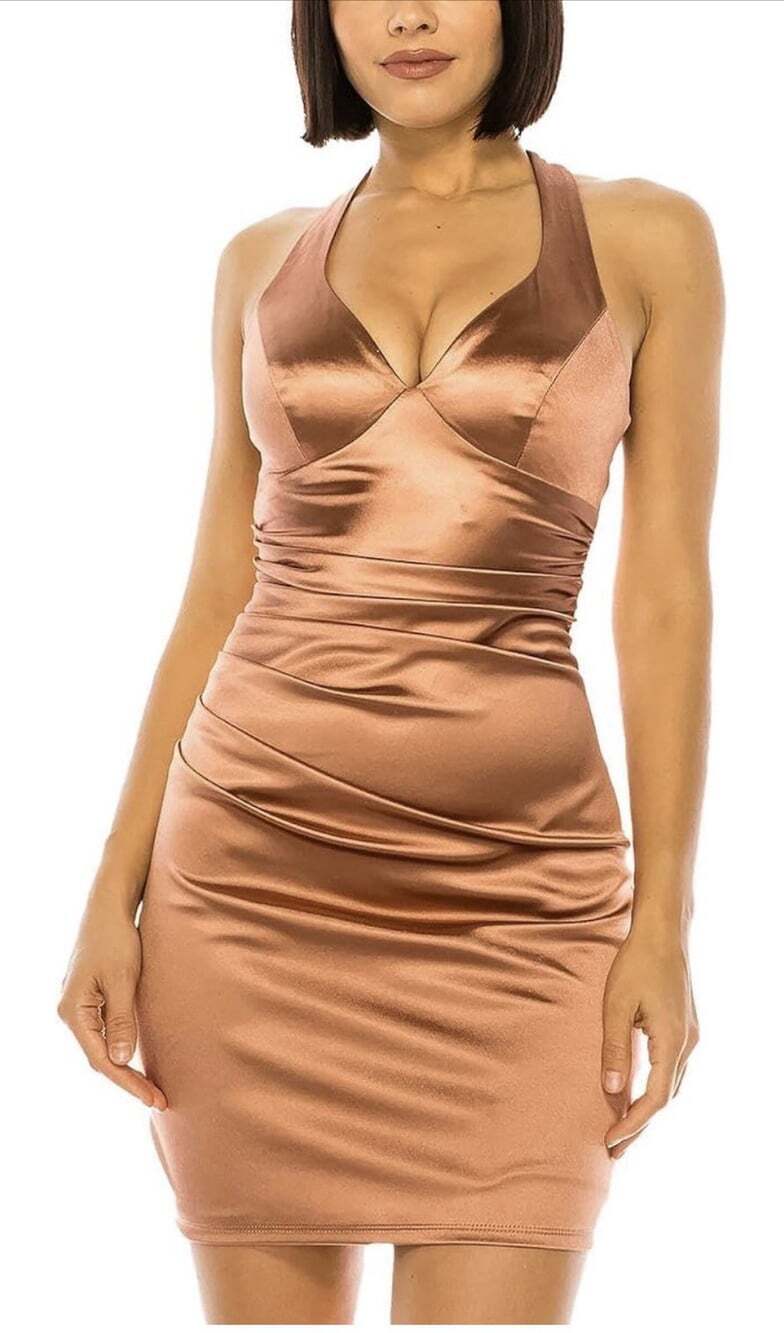 B. Darlin Women's Juniors Pink Crisscross-Back Satin Dress Size M New